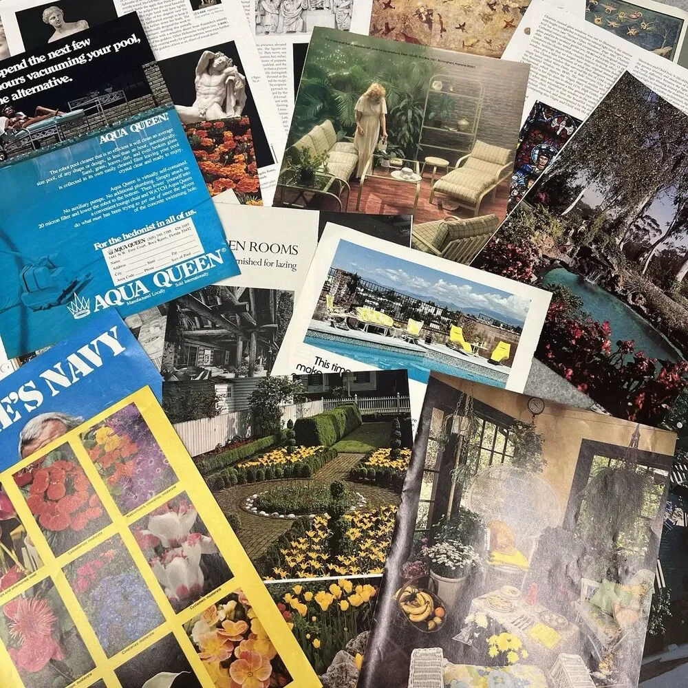 Ephemera Lot 70 Pcs Color Images Book & Magazine Pages Junk Journal Art Crafts